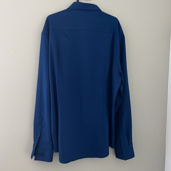 Michael Strahan Navy Blue Long Sleeve Dress Shirt with Classic Collar - Picture 2 of 3